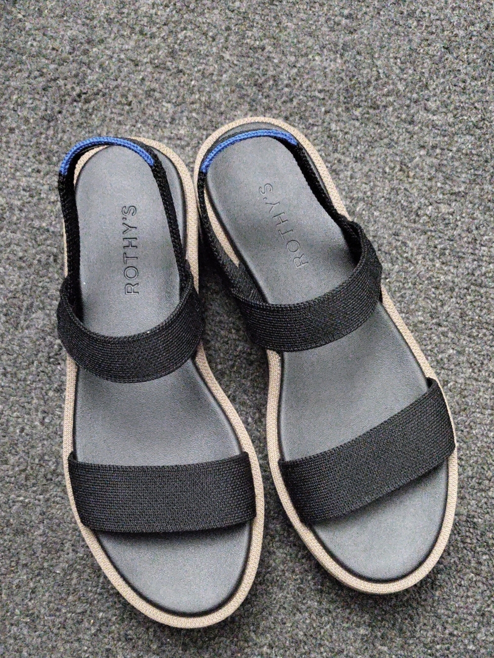 Rothy's Black and Tan Platform Sandals